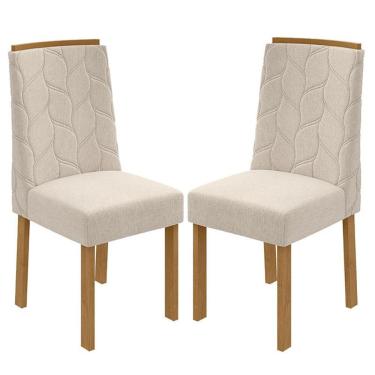 Imagem de Cadeira Para Mesa De Jantar Astrid Kit 02 Peças Linho Rinzai Bege Amêndoa Clean - Lopas