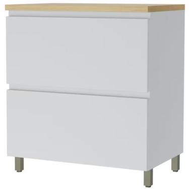 Imagem de Balcão Nesher Rainha Em Mdf 15mm 1 Porta, 1 Gaveta E 1 Prate Branco Com Nature