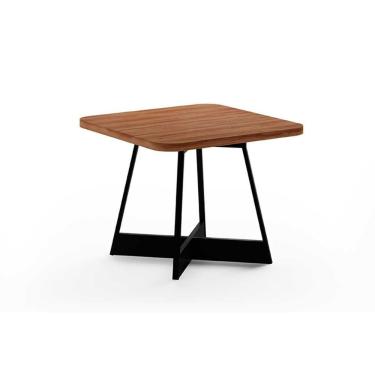 Imagem de Mesa De Sala Jantar átria 1593 Quadrada Aço C-tampo 90x90cm Nogal preto preto Carraro
