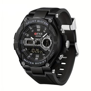 Imagem de Relógio Esportivo Masculino Dupla Exibição ,despertador E Luz Noturna Preto