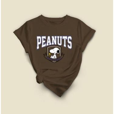 Imagem de Camiseta Snoopy Estilo Retrô  Algodão Premium - Lobo Sete, Cafe, M