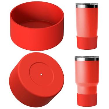 Imagem de Linkidea Bota de garrafa de água compatível com YETI Rambler Caneca de viagem 590 g/850 g, copo 590 g/850 g, protetor de silicone antiderrapante para garrafa de água (Vermelho/Pacote com 2)