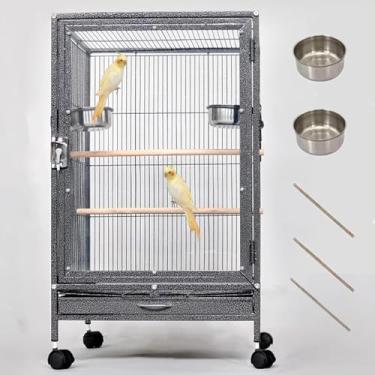 Imagem de Gaiola de papagaio transparente portátil xixi-home, gaiola de viagem para pássaros - com caixa de comida, poste e bebedor, gaiola grande para pássaros voando para atividades ao ar livre (tipo B