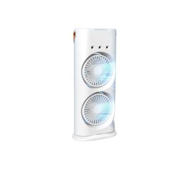 Imagem de Ventilador Portátil de Mesa Duplo, Branco, LED Azul, Rotação Vertical