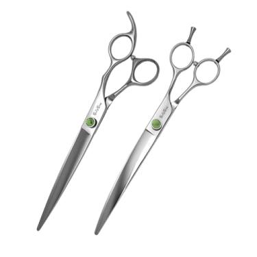 Imagem de SnipStar 8 polegadas de tesoura profissional para animais de estimação Set VG10 Aço Kit de cuidado de cães Tesouras retas de alta gama e tesouras curvas