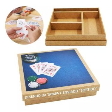 Imagem de Caixa Porta Baralho Madeira Para 2 Baralhos - 4 Divisorias - Grupo Con