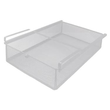 Imagem de IEUDNS Gaveta suspensa com puxador sob a prateleira, cesto de arame, organizador para guardar roupas íntimas, para quarto, lavanderia, armário, L White
