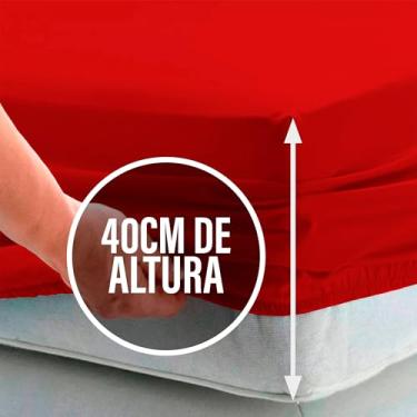 Imagem de Lençol Casal c/Elástico na Volta Toda Percal Flex 400 Fios Toque Macio - 40 CM DE ALTURA (vermelho)