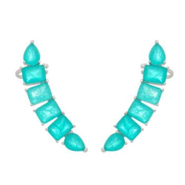 Imagem de Brinco EarCuff Turmalina Paraíba ródio branco - Renamares Semijoias 