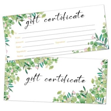 Imagem de Vales de presente em branco, 25 cartões de presente de plantas verdes para negócios, spa, salão, massagem, restaurantes, vouchers personalizados de cliente para aniversário, cartão de trabalho -03