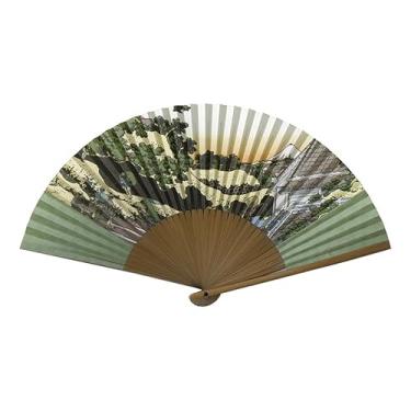 Imagem de GIORNO SEVEN Ventilador dobrável japonês premium HOKUSAI para fãs femininos e masculinos para dança de linha, bambu, presente, arte de parede (002-KUSA)