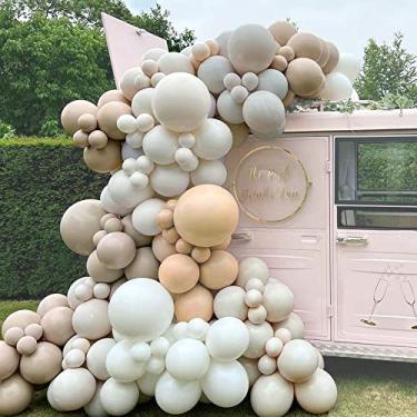 Imagem de Kit de arco de balão nude, arco de guirlanda de balão neutro SCMDOTI com balões de enchimento duplo emaranhados para decoração de chá de bebê, festa de revelação de gênero, festa boêmia, aniversário, chá de panela