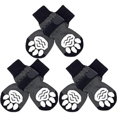 Imagem de EXPAWLORER 6 peças de meias antiderrapantes para evitar lamber patas, sapatos de cachorro para pavimento quente, melhor protetor de pata controle de tração em piso de madeira, botas para cães pequenos