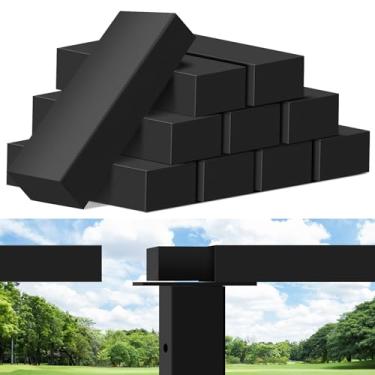 Imagem de Gyykzz Pacote com 10 conectores de extensão pretos para corrimão plano de aço inoxidável, encaixe retangular para trilhos de cabos, bloco de conexão POM de alta resistência para corrimão horizontal de