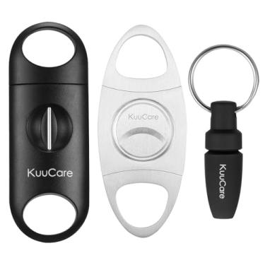 Imagem de KuuCare Lâmina de corte duplo guilhotina de aço inoxidável em bolsa de couro, pacote com 3