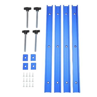 Imagem de Garosa Liga de Alumínio T Guia de Trilhos Deslizantes do Slot Conjunto de Trilhos Deslizantes e Deslizantes M8 para a Placa de Prensa de Madeira de Madeira Serra de Mesa Azul