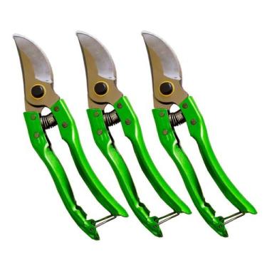 Imagem de 3 Tesouras De Poda Jardinagem 8" Sk-5 Com Mola Em Metal - IDEA+PRO