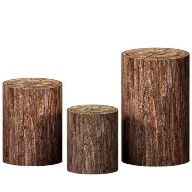 Imagem de Kit Capa de Cilindro P M G Para Festa Sublimado em Tronco de Madeira - Veste Fácil Tecido Premium(KIT COMPLETO)