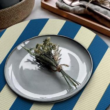 Imagem de 6 Jogo Americano Navy Alto Padrão Impermeável Redondo Bg Az - IDEALIZA