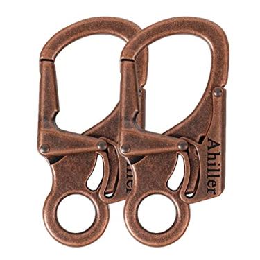 Imagem de Ahiller Mosquetão Com Design De Trava Dupla Anti-Abertura Incorreta, Chaveiro Pesado Liga Zinco 3" Para Acampamentos E Caminhadas Ao Ar Livre, Clipe (Latão Vermelho - 2 Peças)