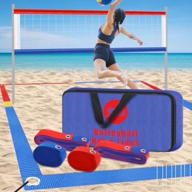 Imagem de VioraWhite Rede De Vôlei Praia Com 13 Peças Para Conjunto Linhas Areia, 26,3' X 52,6', Padrão Oficial, Portátil, Linha Limite 2" Bolsa Ancoragem Aço Inoxidável, Resistente Às Intempéries, Quintal, G