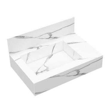 Imagem de Bancada em Porcelanato para Banheiro 60cm Pró com Cuba Esculpida - Blu