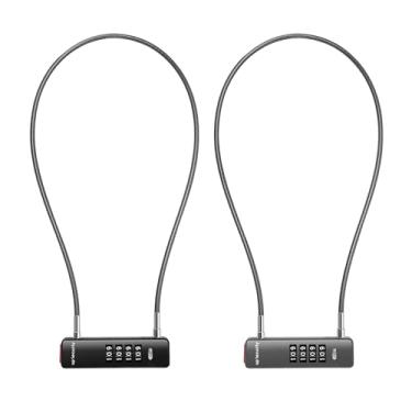 Imagem de UP Security Combo Cadeado de bicicleta com cabo, trava de combinação de 4 dígitos para portão de cerca ao ar livre, seguro para bagagem, scooter, trava de cabo U com código, para geladeira (preto +