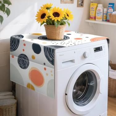Imagem de Capas de lavadora e secadora, capa superior de poeira de geladeira capa à prova de poeira para geladeira capas de máquina de lavar para a parte superior com 4 bolsos de armazenamento 56 x 129 cm