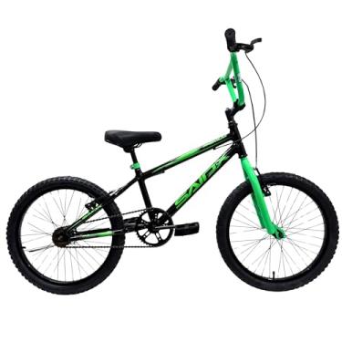 Imagem de Bicicleta Aro 20 Freestyle BMX Infantil Quadro Reforçado Freios V-Brake (Preto/Verde)
