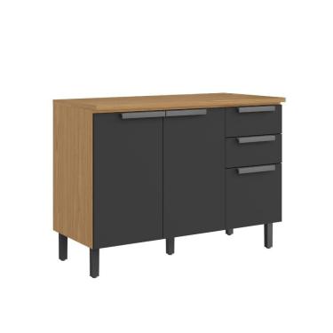 Imagem de Armário Balcão Itatiaia Portas Gavetas Grafite New Porto