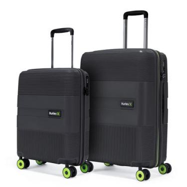Imagem de Kit com 2 Malas de Viagem Hurley Bordo Rodinhas 360 com Cadeado Padrao