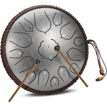 Imagem de 15 Notas 14 Polegadas Conjunto De Bateria De Língua De Aço D Instrumento De Percussão Chave Para Ioga Meditação Entretenimento Concerto Educação Musical Com Bolsa De Viagem E Ma, Red