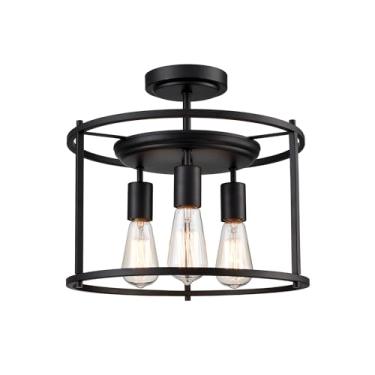 Imagem de Moose Luminária De Teto Semi-Embutida Estilo Fazenda, Cozinha Industrial, Preta Fosca, Para Quarto, Sala Estar, Corredor, Entrada, Varanda