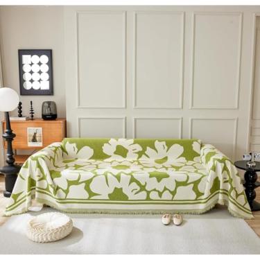 Imagem de Mantas De Chenille Com Padrão Floral Nórdico Para Sofás Grandes, Mantas De Sofá Macias Capa De Sofá 5 Lugares Protetor De Sofá De Tamanho Sortido Decoração De, Grey, 180X300cm