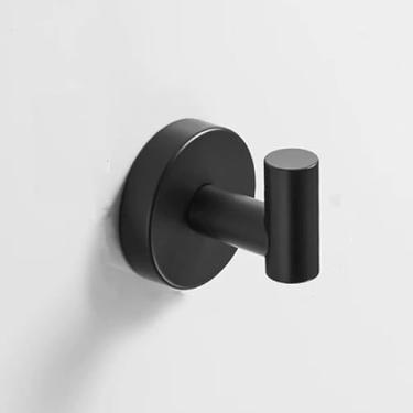 Imagem de Kit de banheiro preto - Suporte para toalhas individuais - Aço inoxidável, gancho para roupas