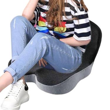 Imagem de Almofadas de Assento para Cadeiras | Almofada de Cadeira Integrada Em Forma de L em Espuma com Memória | Suporte Lombar com Proteção para o Cóccix para Adultos Idosos Homens Mulheres Viagem Camião Dor