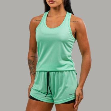 Imagem de Conjunto Academia Feminino Regata Nadador+Short 2em1 com Bermuda compr