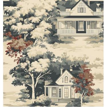 Imagem de Papel de parede vintage descasque e cole papel de parede bege para contato do campo 44,5 cm x 299,7 cm papel de parede estilo ocidental vinil impermeável autoadesivo boho floral para decoração de