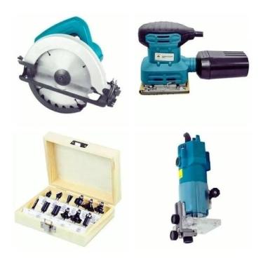 Imagem de Serra Circular + Lixadeira Orbital + Tupia + Jogo 15 Fresas 110v - Sa,