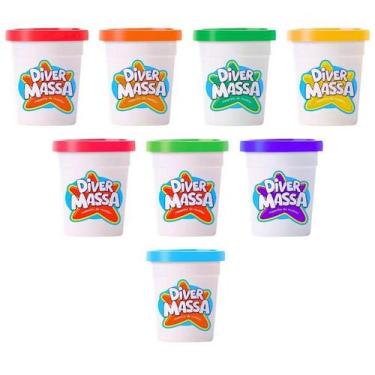 Imagem de Kit 8 Potinhos Massinha De Modelar 50g Diver Massas - Divertoys