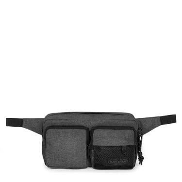 Imagem de EASTPAK Bolsa tiracolo dupla – Bolsa resistente à água 3L com dois bolsos frontais com zíper, alça ajustável, traseira acolchoada, jeans preto