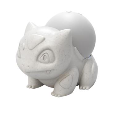 Imagem de Suporte Base Decorativo para Echo Dot 4ª e 5ª Geração, Design Bulbasaur, Acabamento em Mármore Branco