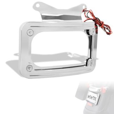 Imagem de WOWTK Moldura de placa de licença curvada para-lama traseiro com iluminação LED branca para Harley Road King FLHRXS 2010-2024, Street Glide FLHX/FLHXS/FLHXST, Road Glide FLTRX/FLTRXS/FLTRXST 2010-2023