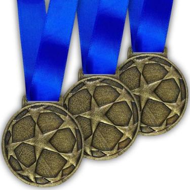 Imagem de Kit 10 Medalhas para Premiação Esporte 55mm Com Fita azul - Somedalha 
