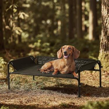 Imagem de Gardner Pet Cama elevada para cães pequenos, cama elevada ao ar livre, impermeável, portátil, refrescante, para animais de estimação, cama de rede com grade de proteção de 3 lados, malha respirável
