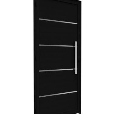 Imagem de Porta de Alumínio de Giro Lambri 215x95cm com Friso e Puxador de 60cm 