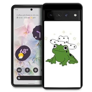 Imagem de CARLOCA Capa compatível com Google Pixel 7 Pro, chapéu de caubói fofo sapo verde Google Pixel 7 Pro capas para meninas, design gráfico moderno, à prova de choque, antiarranhões, capa de proteção