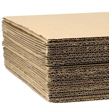 Imagem de SINJEUN Pacote Com 50 Folhas De Papelão Ondulado 14 X 11 Pol., Papel Kraft Marrom 1/8 Pol. Espessura Para Artesanato, Preenchimento Plano Embalagem, Envio Pelo Correio, Mudança