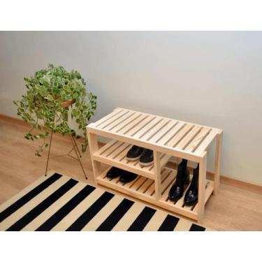 Imagem de Sapateira com Banco Alpínia - Madeira Natural Organize com estilo, sen