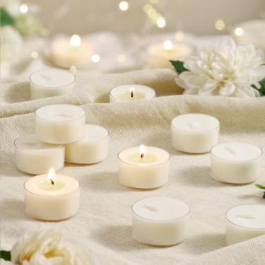 Imagem de Velas perfumadas com luzes de chá, gardênia, luar, pacote com 16 – velas brancas perfumadas – 100% cera de palma – 6 horas de queima de velas votivas de aromaterapia para jantar, quarto, spa